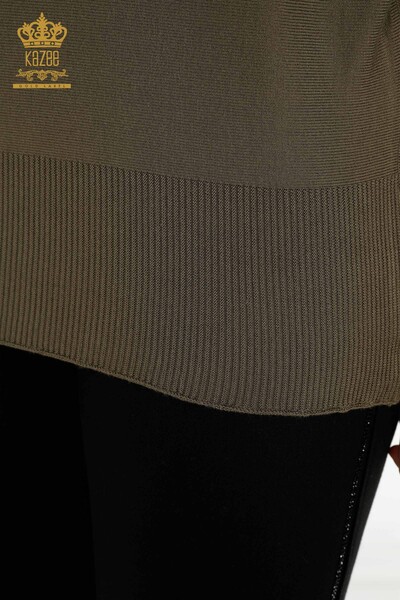 All'ingrosso Maglione di maglieria da donna - Tulle dettagliato - Cachi - 30662 | KAZEE - Thumbnail