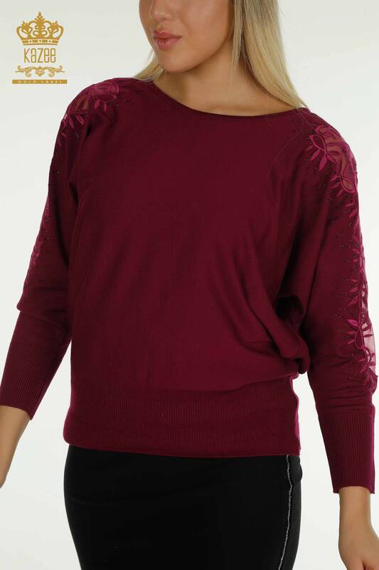 All'ingrosso Maglieria da donna maglione - Tulle dettagliato - lilla - 15699 | KAZEE