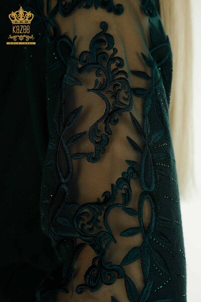 All'ingrosso Maglione di maglieria da donna - Tulle dettagliato - Nefti - 15699 | KAZEE - Thumbnail