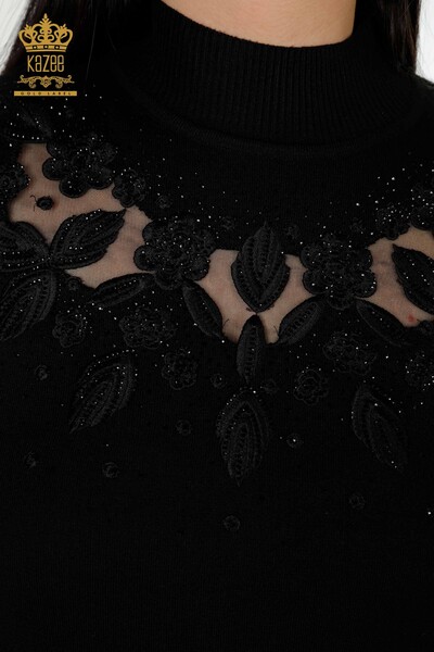 All'ingrosso Maglieria da donna Maglione Dettagli in tulle Nero - 30123 | KAZEE - 3