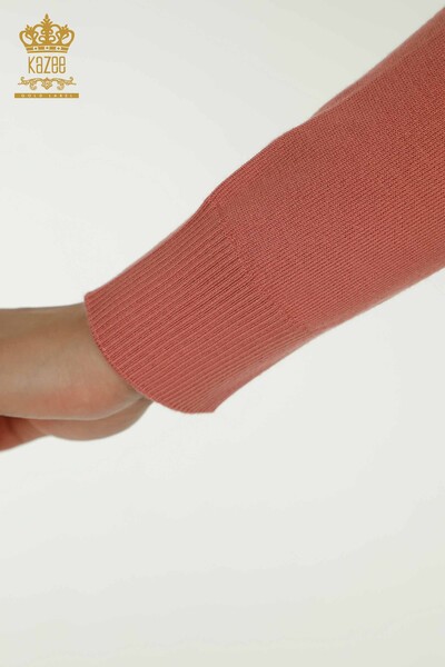 All'ingrosso Maglione di maglieria da donna - Uccello ricamato - Rosa antico - 30401 | KAZEE - 7