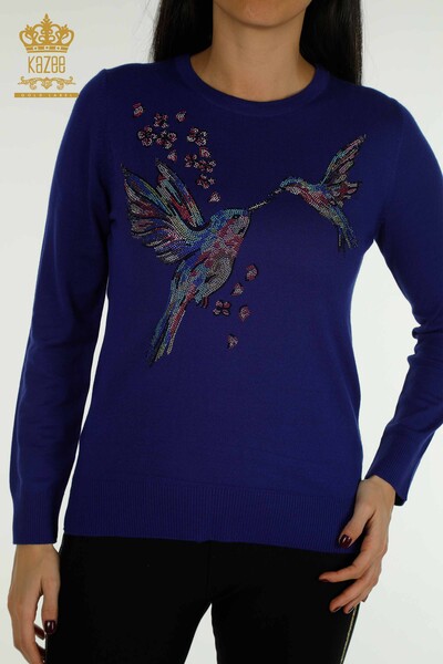 Vendita all'ingrosso Maglieria da donna Maglione Saks ricamato con uccelli - 30401 | KAZEE - 2