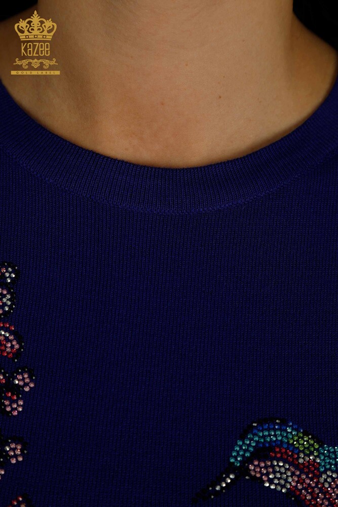 Vendita all'ingrosso Maglieria da donna Maglione Saks ricamato con uccelli - 30401 | KAZEE - 6