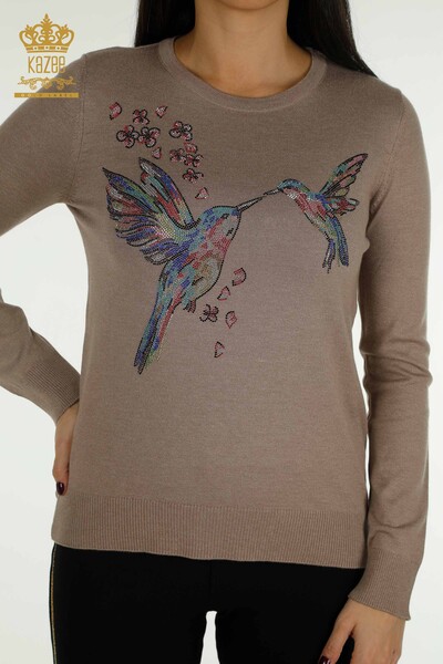 All'ingrosso Maglione Maglieria da donna - ricamato con uccelli - Visone - 30401 | KAZEE - 2
