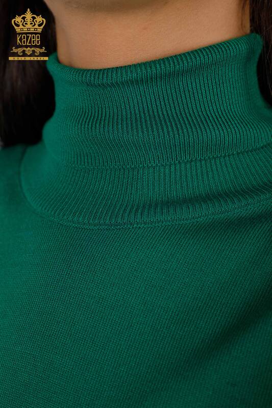 Maglieria da donna all'ingrosso Polsino-bottone dettagliato dolcevita di base - 14338 | KAZEE