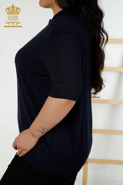 All'ingrosso Maglione di maglieria da donna - manica corta - blu navy - 16950 | KAZEE - 5