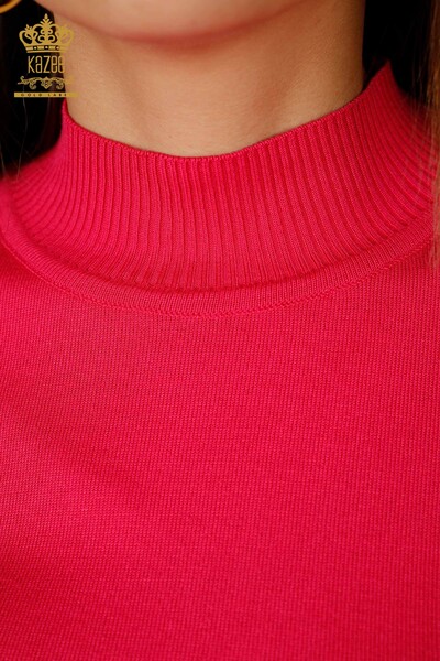 Maglieria da donna all'ingrosso Manica corta Collare alla coreana Viscosa - 16168 | KAZEE - Thumbnail
