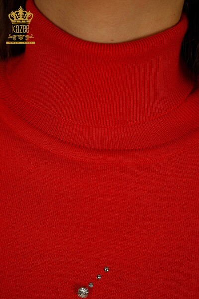 All'ingrosso Maglione di maglieria da donna - Pietra dettagliata - Arancione - 30113 | KAZEE - Thumbnail