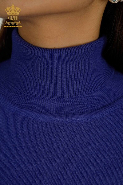 All'ingrosso Maglione di maglieria da donna - Pietra dettagliata - Indaco - 30113 | KAZEE - Thumbnail