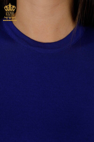 Maglieria da donna all'ingrosso Maglione senza maniche blu scuro - 16922 | KAZEE - Thumbnail