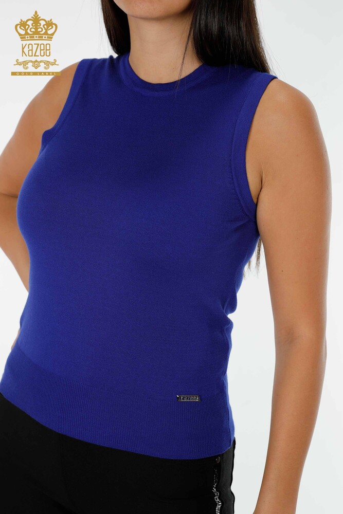 Maglieria da donna all'ingrosso Maglione senza maniche blu scuro - 16922 | KAZEE - 2