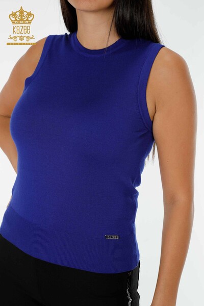 Maglieria da donna all'ingrosso Maglione senza maniche blu scuro - 16922 | KAZEE - 2