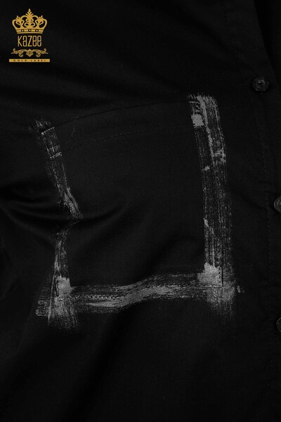 All'ingrosso Camicia da donna - Lettera dettagliata - Nero - 20087 | KAZEE - Thumbnail
