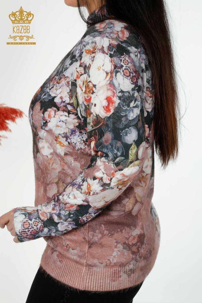 Maglione da donna all'ingrosso Angora Crystal Stone ricamato in visone - 18997 | KAZEE - 5