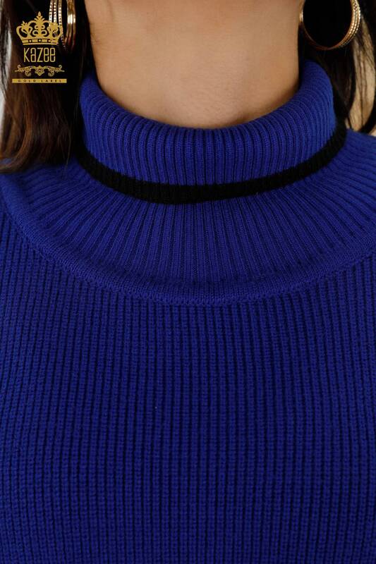 Maglione senza maniche da donna all'ingrosso - Dolcevita - Blu scuro - 30229 | KAZEE