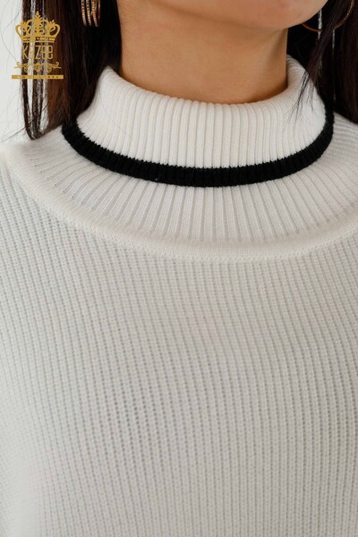 Maglione senza maniche da donna all'ingrosso - Collo alto - Ecru - 30229 | KAZEE - Thumbnail