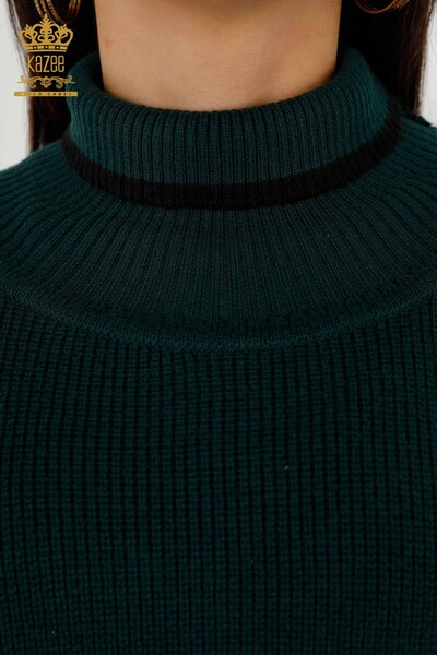 Maglione senza maniche da donna all'ingrosso - collo alto - verde scuro - 30229 | KAZEE - Thumbnail