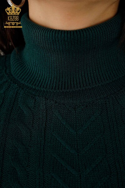 Maglione senza maniche da donna all'ingrosso - Cristallo Pietra Ricamato Verde scuro - 30242 | KAZEE - Thumbnail (2)