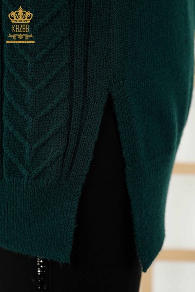 Maglione senza maniche da donna all'ingrosso - Cristallo Pietra Ricamato Verde scuro - 30242 | KAZEE - Thumbnail