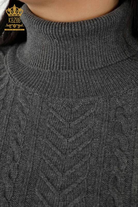 Maglione senza maniche da donna all'ingrosso Motivo floreale Antracite - 30179 | KAZEE