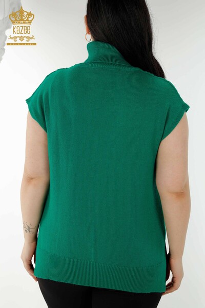 Maglione senza maniche da donna all'ingrosso Motivo floreale - Verde - 30179 | KAZEE - Thumbnail