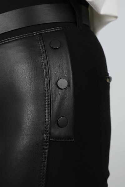 All'ingrosso Pantaloni da donna - Pelle - Bottoni dettagliati - 3374 | KAZEE - Thumbnail