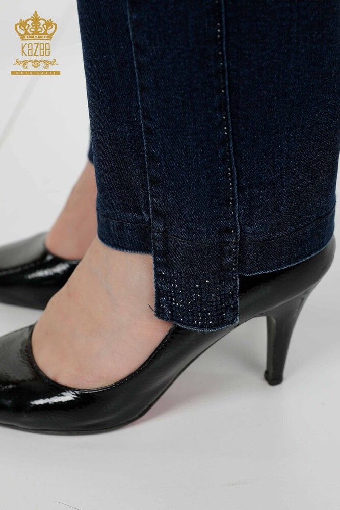 All'ingrosso Jeans da donna - Righe Pietra ricamata - Blu navy - 3653 | KAZEE - 5
