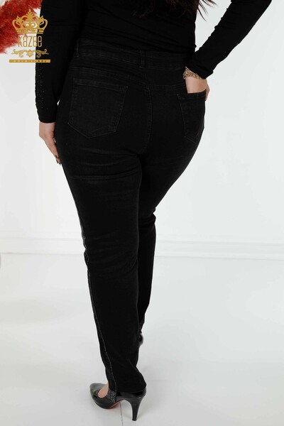 All'ingrosso Jeans da donna - Righe Ricami pietra - Nero - 3653 | KAZEE - 12