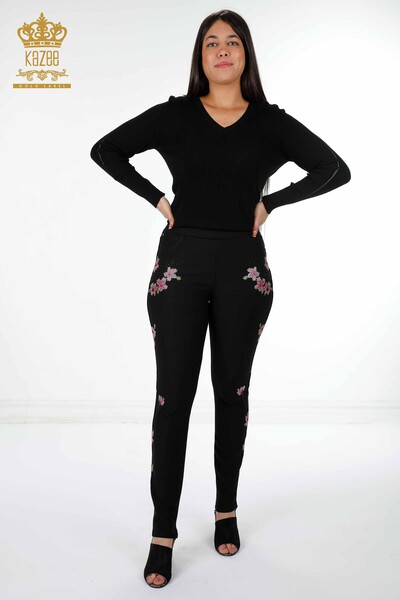Ingrosso Pantaloni Donna - Ricami Floreali - Ricami Pietra - Viscosa - 3410 | KAZEE - 1