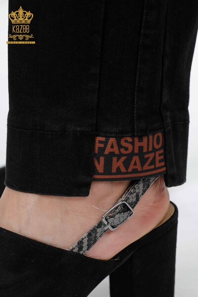 All'ingrosso Pantaloni da donna - Gamba Dettaglio testo - Elastico in vita - Con cordoncino - 3371 | KAZEE - Thumbnail