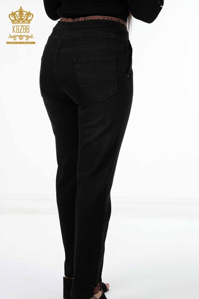 All'ingrosso Pantaloni da donna - Gamba Dettaglio testo - Elastico in vita - Con cordoncino - 3371 | KAZEE - Thumbnail