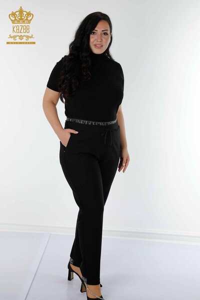 All'ingrosso Pantaloni da donna - Pietra ricamata - Nero - 3667 | KAZEE - 1