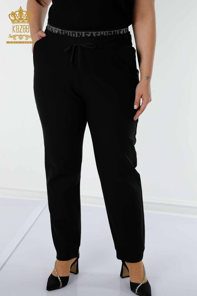 All'ingrosso Pantaloni da donna - Pietra ricamata - Nero - 3667 | KAZEE - 2