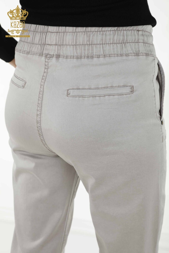 Ingrosso Pantaloni Donna Stone Ricamati Grigio Chiaro - 3674 | KAZEE - 8
