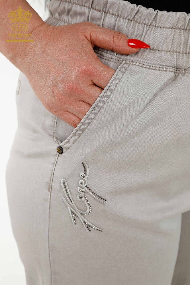 All'ingrosso Pantaloni da donna - Tasche Dettagliate - beige - 3673 | KAZEE - 6