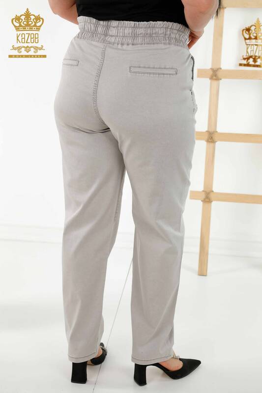 All'ingrosso Pantaloni da donna - Tasche Dettagliate - beige - 3673 | KAZEE