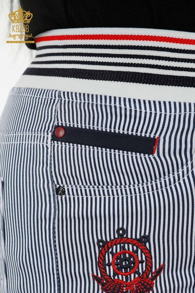 All'ingrosso Pantaloni da donna - A righe - Tasca Modellato - Blu navy - 3700 | KAZEE - Thumbnail