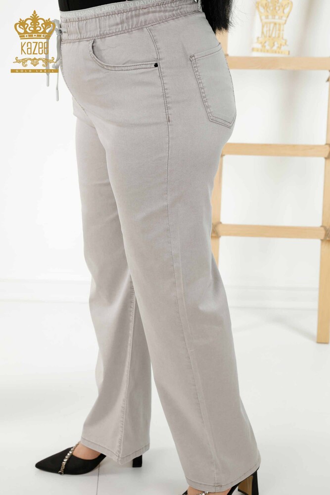 All'ingrosso Pantaloni da donna - Elastico in vita - Beige - 3672 | KAZEE - 5