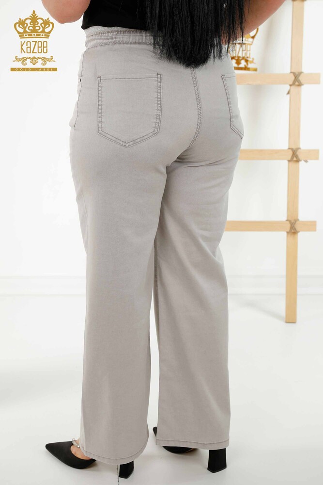 All'ingrosso Pantaloni da donna - Elastico in vita - Beige - 3672 | KAZEE - 8