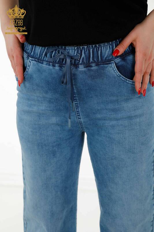 All'ingrosso Pantaloni da donna - Elastico in vita - Blu - 3695 | KAZEE