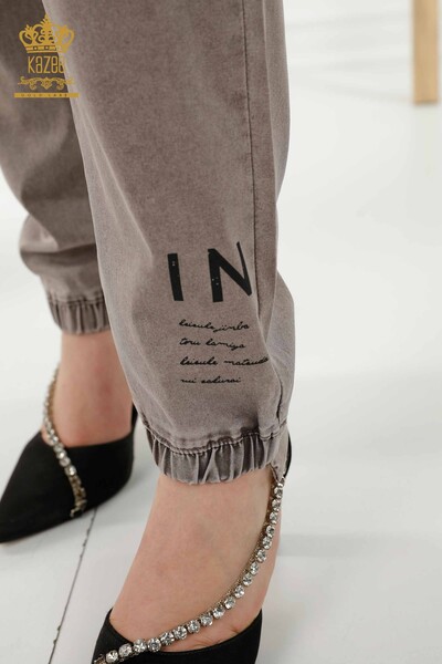 All'ingrosso Pantaloni da donna - Vita Elastico - Marrone - 3675 | KAZEE - 8