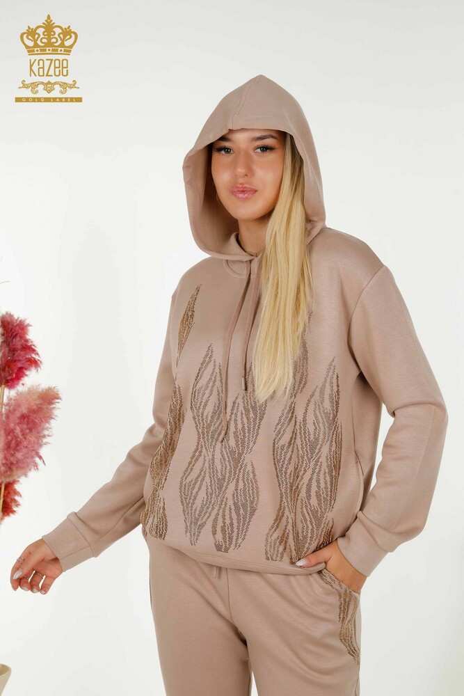 All'ingrosso Set di tute da donna - Con cappuccio - Visone - 17566 | KAZEE - 3