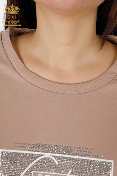 All'ingrosso Set tuta da donna - Cristallo Pietra Ricamato - Visone - 17461 | KAZEE - 5