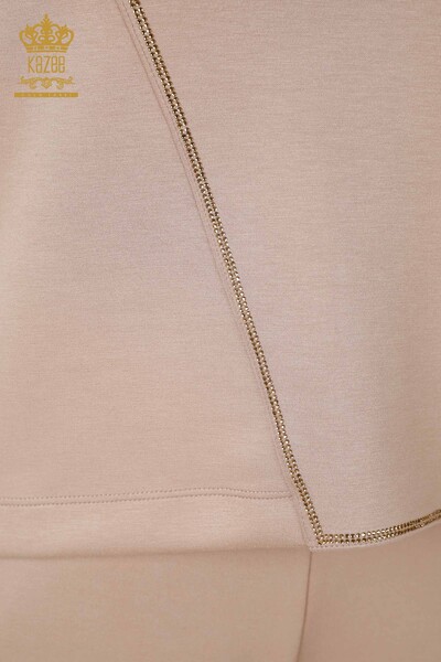 Set tuta da donna all'ingrosso - tasca dettagliata - visone - 17428 | KAZEE - Thumbnail