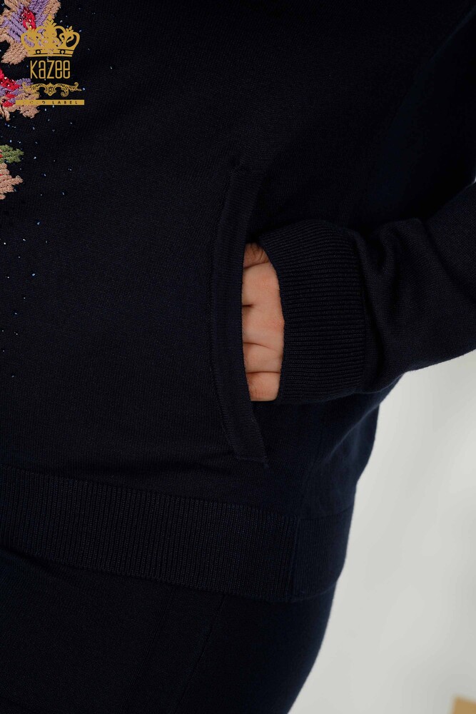 All'ingrosso Set tuta da donna - motivo floreale - blu navy - 16658 | KAZEE - 6