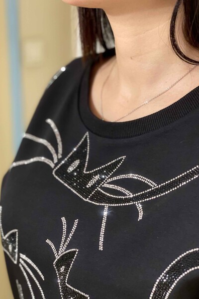 All'ingrosso Set tuta da donna - Dettaglio cerniera - Modello gatto - 17288 | KAZEE - Thumbnail