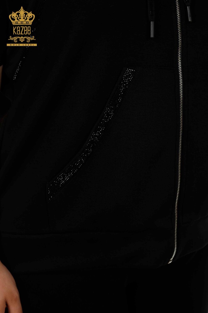 All'ingrosso Set tuta da donna - Con Cerniera - Manica corta - Nero- 20389 | KAZEE - 9