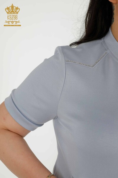 All'ingrosso Set tuta da donna - con cerniera - pietra ricamata - blu - 20411 | KAZEE - 7