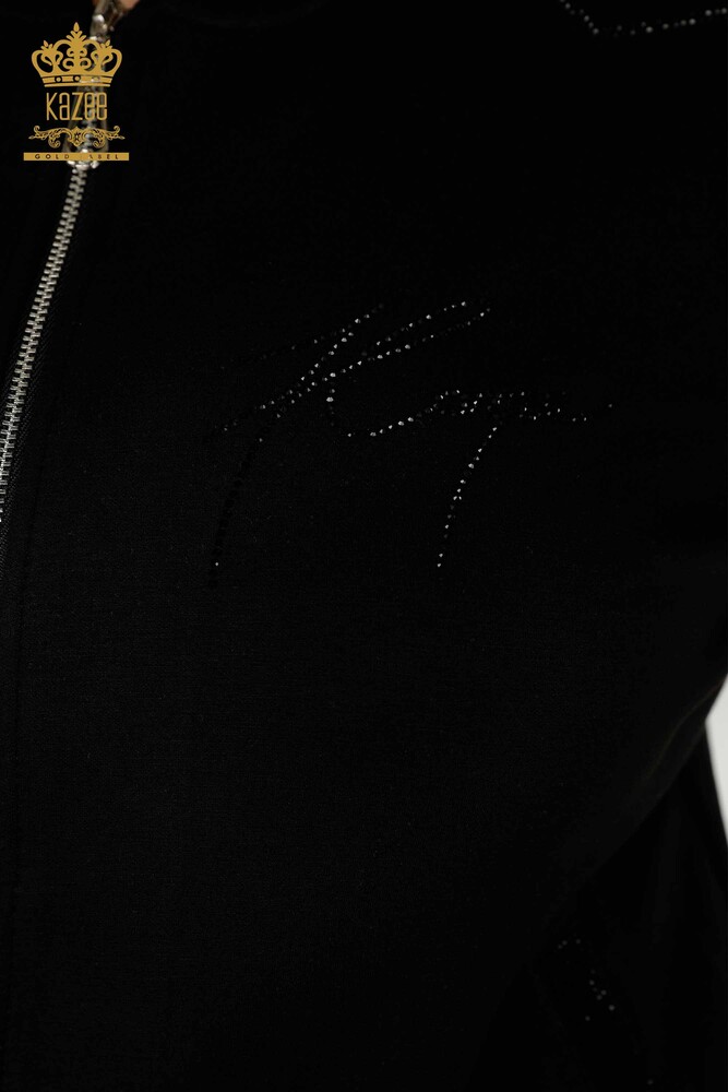 All'ingrosso Set tuta da donna - Cerniera - Pietra ricamata - Nero - 20411 | KAZEE - 4