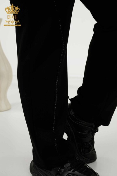 All'ingrosso Set tuta da donna - Cerniera - Pietra ricamata - Nero - 20411 | KAZEE - 10